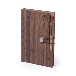 Wood Design Notebook with Sticky Note and Pen