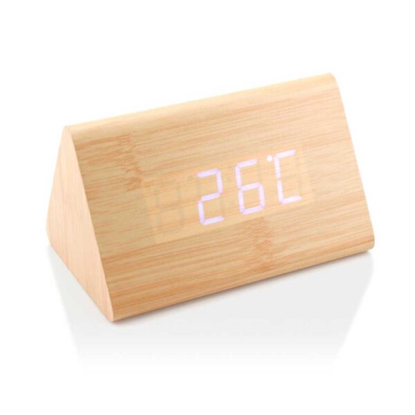 Triangular-Wooden-Desk-Clock-CLK-16-BM-Main Triangular Wooden Desk Clock