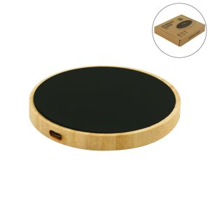 Bamboo Wireless Charger 15W Fast Charging & LED Logo