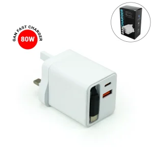 80W GaN Fast Charger Adaptor with Retractable Built-in Type-C Cable