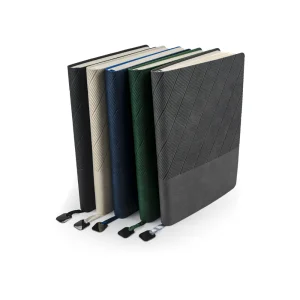 Soft PU Cover Notebooks in A5 Size with Metal Plate Bookmark