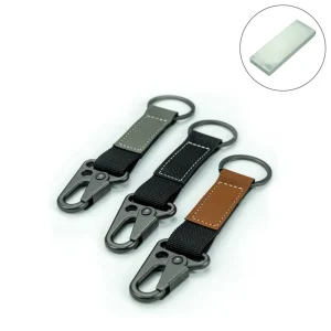 Laserable PU Leather Keychains with Sling Snap Hook